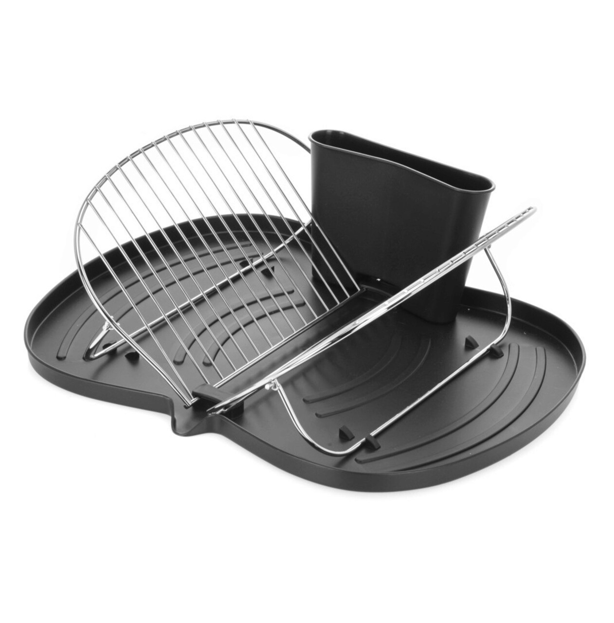 Scurgator de vase cu suport pentru tacamuri, Excellent Houseware, 48x36 cm, polipropilena/metal cromat, negru - imagine 4
